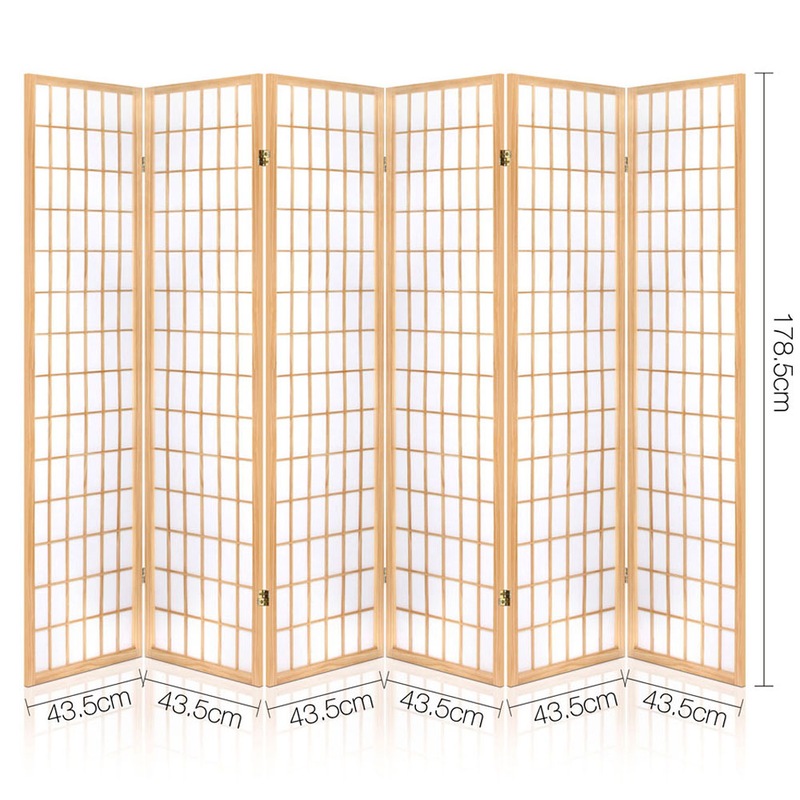 Buy Artiss 6 Panel Room Divider Screen 261x179cm Natural MyDeal