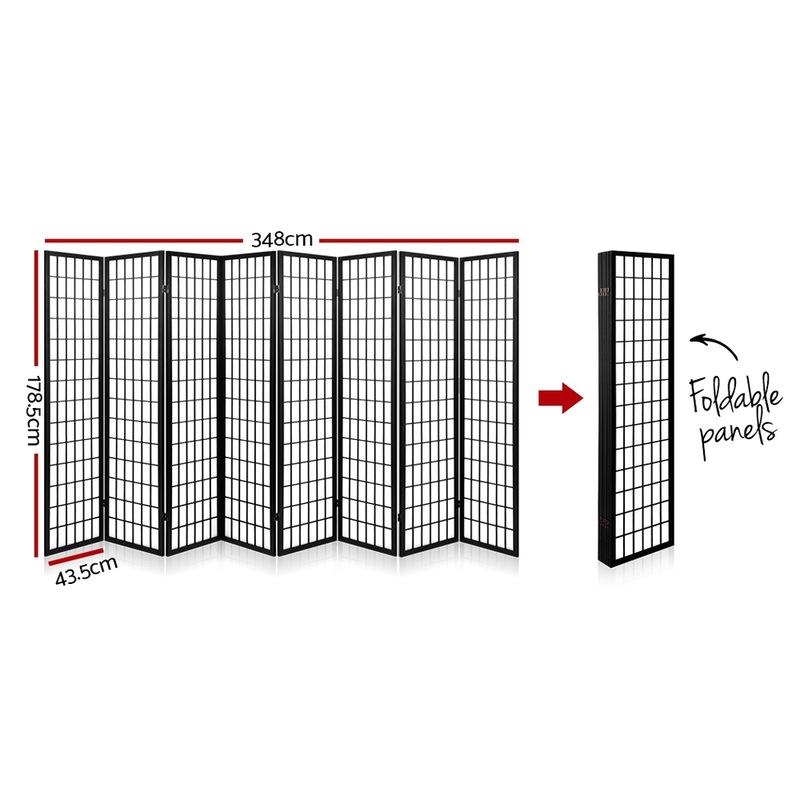 Buy Artiss 8Panel Room Divider Black 348x178cm Wooden Fabric Folding Privacy Screen Partition