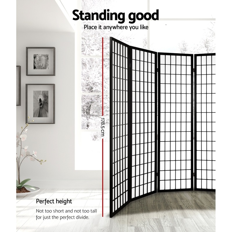 Buy Artiss 8Panel Room Divider Black 348x178cm Wooden Fabric Folding Privacy Screen Partition