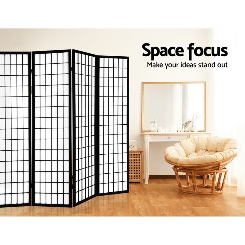 Buy Artiss 8Panel Room Divider Black 348x178cm Wooden Fabric Folding Privacy Screen Partition