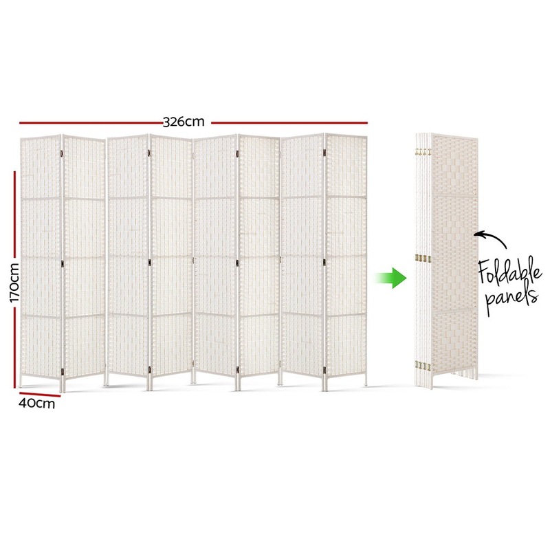 Buy Artiss 8 Panel Room Divider Screen 326x170cm Woven White MyDeal
