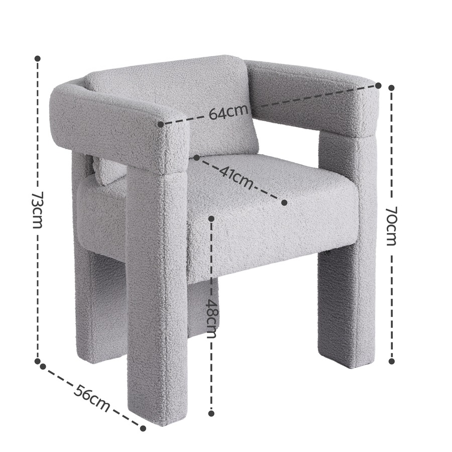Artiss Armchair Accent Chair Lounge Sofa Couch Boucle Fabric Grey