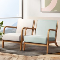 1x Artiss Armchair Lounge Chair Accent Wood Olive
