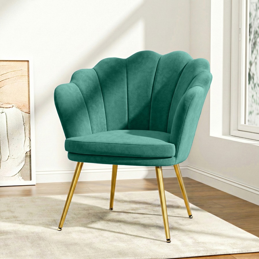 1x Artiss Armchair Velvet Green Callista