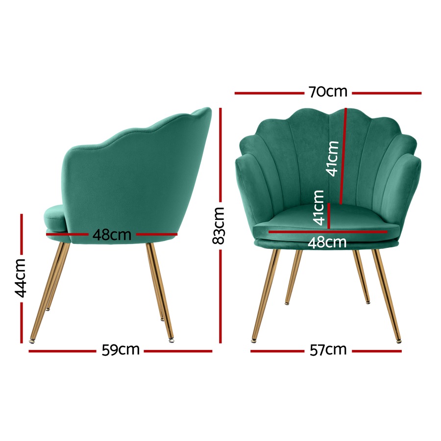 1x Artiss Armchair Velvet Green Callista