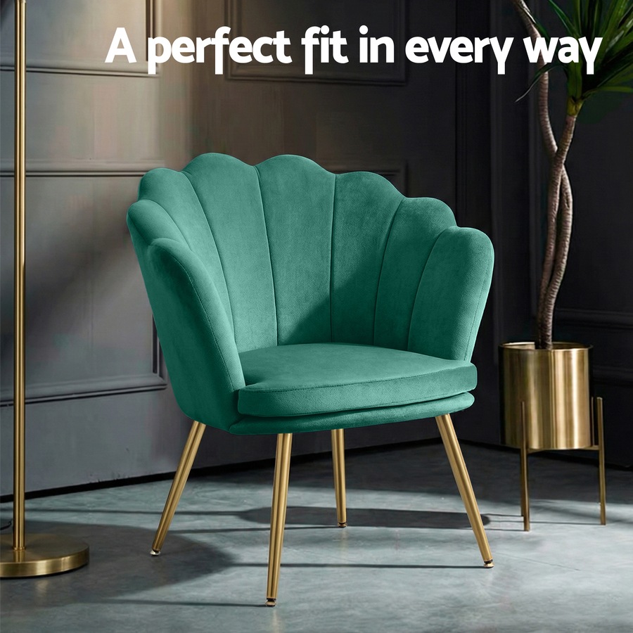1x Artiss Armchair Velvet Green Callista