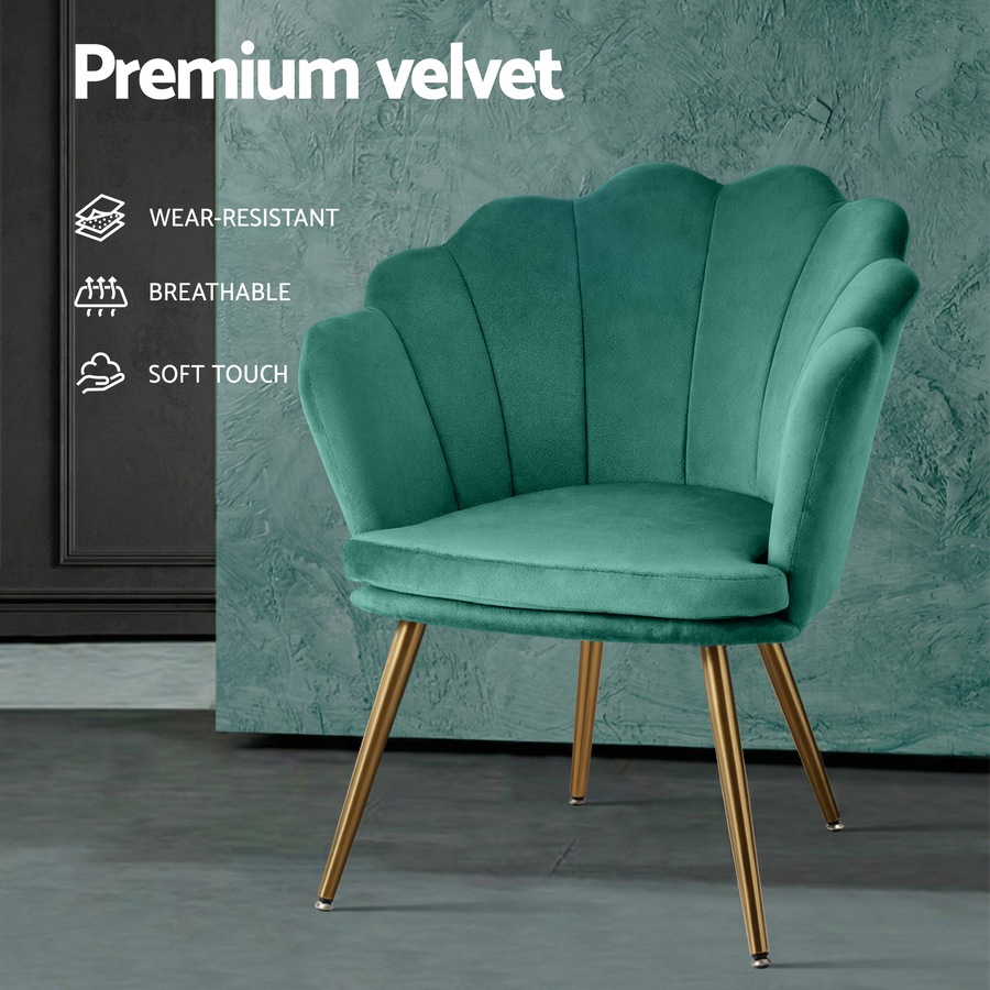1x Artiss Armchair Velvet Green Callista
