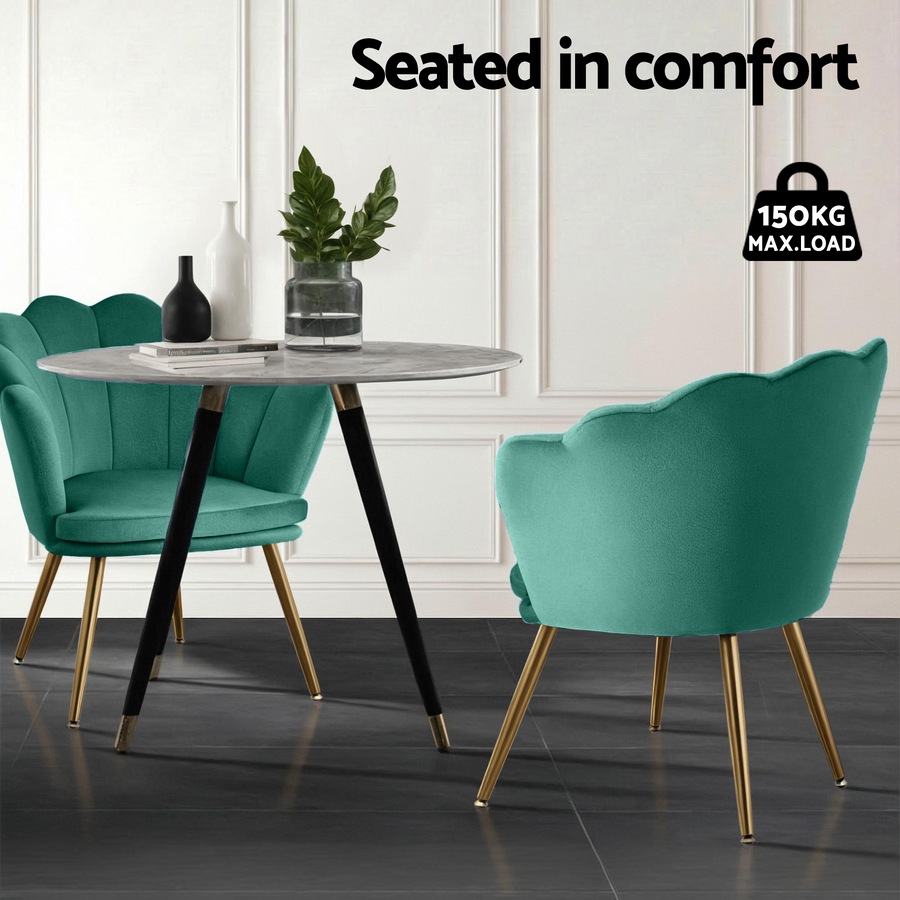 1x Artiss Armchair Velvet Green Callista