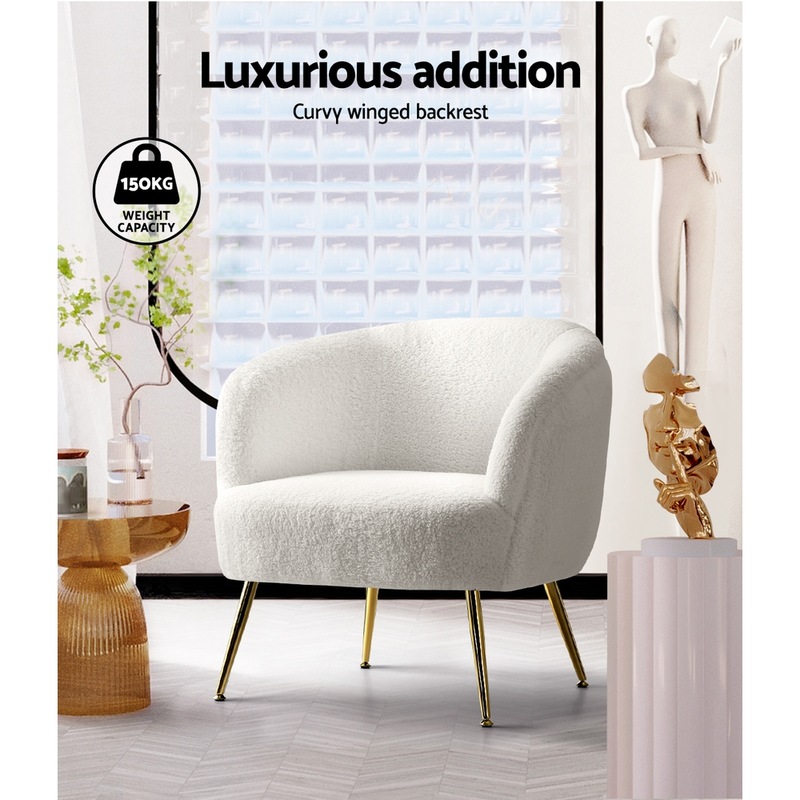 Buy Artiss Armchair Lounge Chair Accent Chairs Armchairs Sherpa Boucle