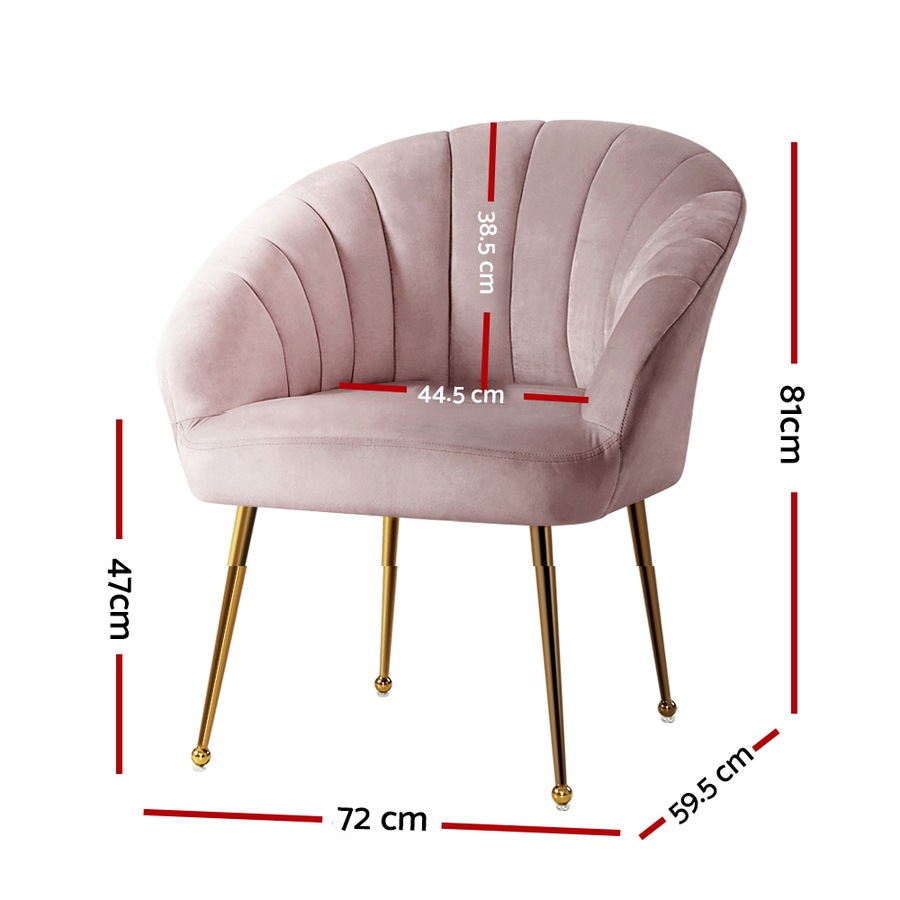 1 Seater Artiss Velvet Armchair Pink