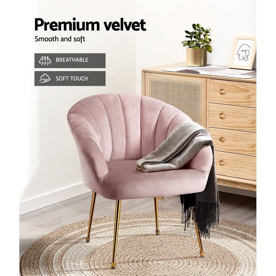 1 Seater Artiss Velvet Armchair Pink