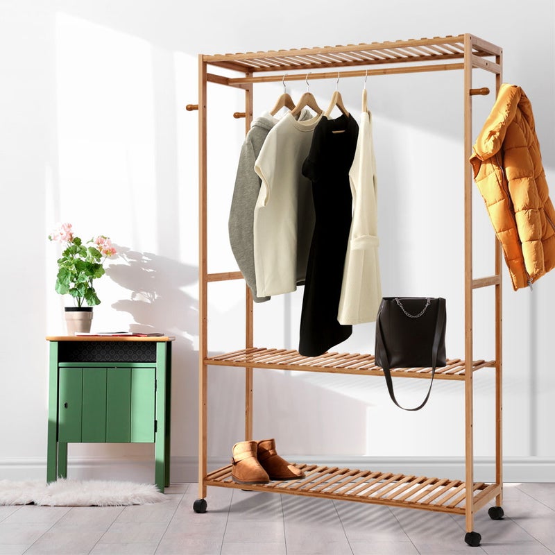 Artiss Clothes Rack Bamboo Coat Stand, Garment Rack Portable