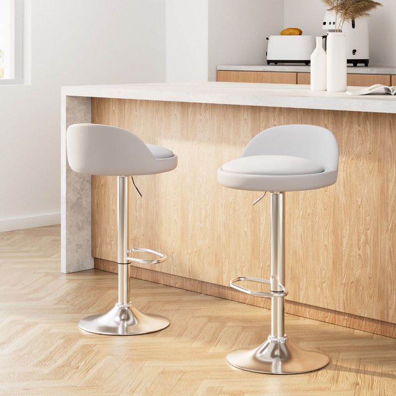 Buy Artiss 2x Bar Stools PU Leather Gas Lift White MyDeal