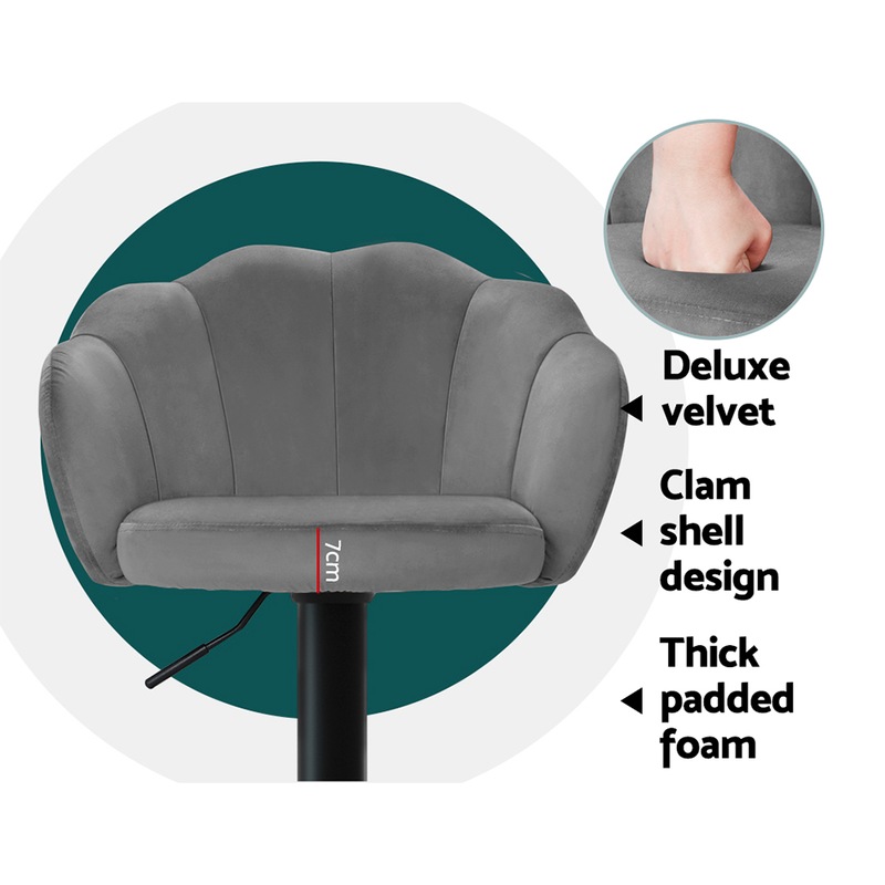 Buy Artiss Bar Stools Kitchen Stool Swivel Chair Gas Lift Velvet Chairs