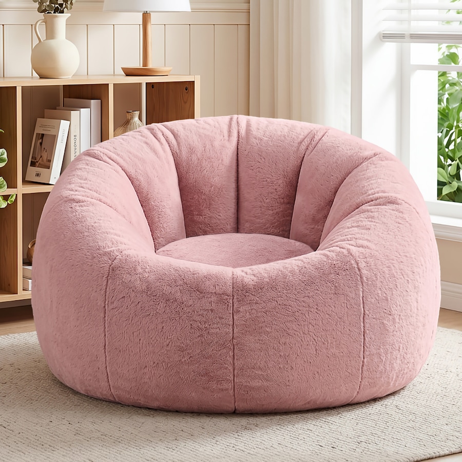 Artiss Bean Bag Chair Cover Faux Fur No Filler Washable Lazy Sofa Cover Pink