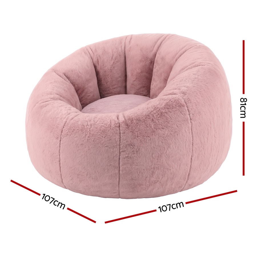 Artiss Bean Bag Chair Cover Faux Fur No Filler Washable Lazy Sofa Cover Pink
