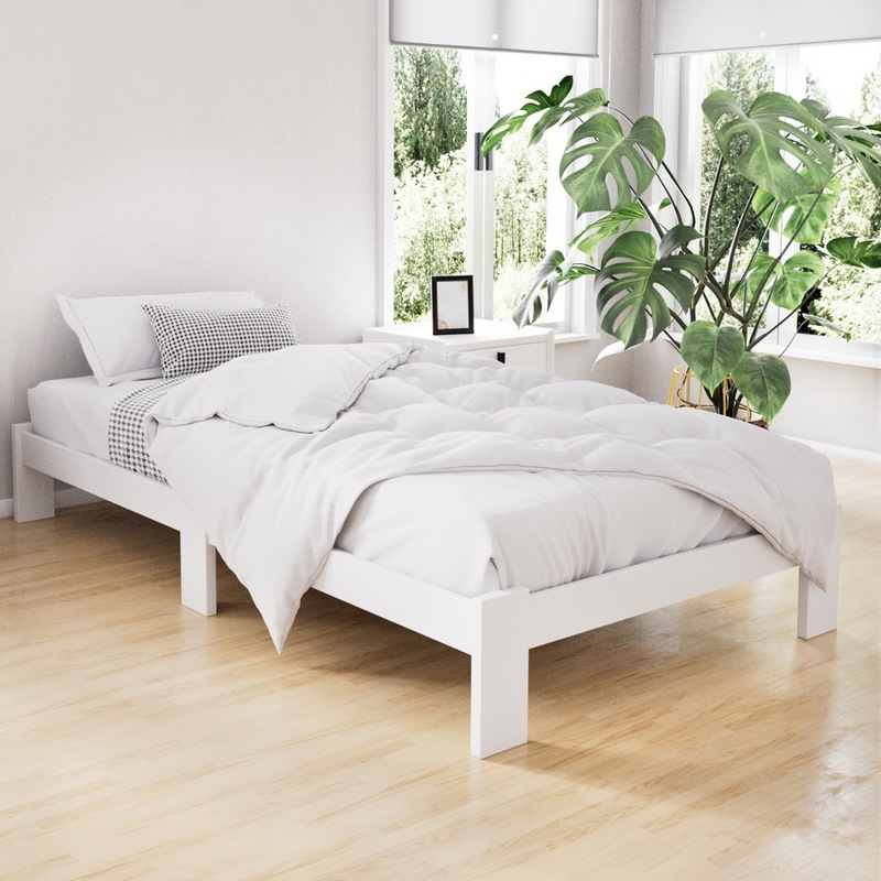 Artiss Jade King Single White Wooden Bed Base Frame Buy King Single