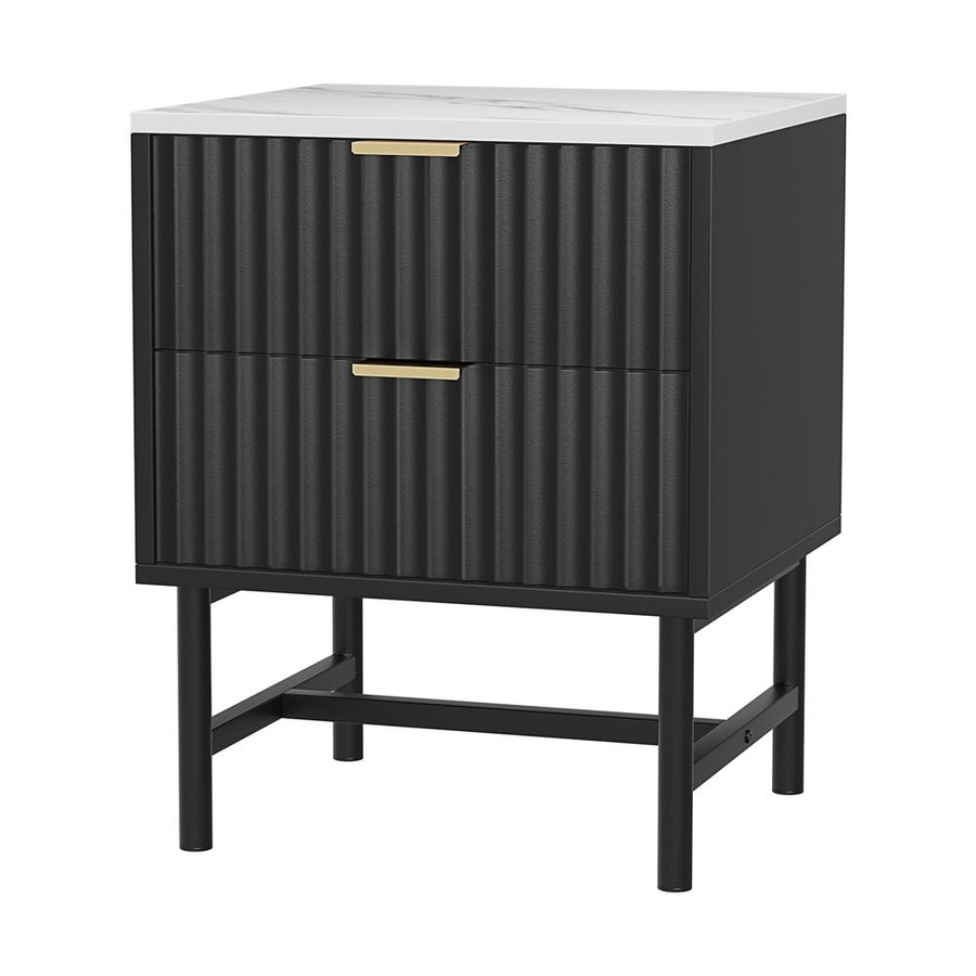 Artiss Bedside Table Black Nightstand 2 Drawers