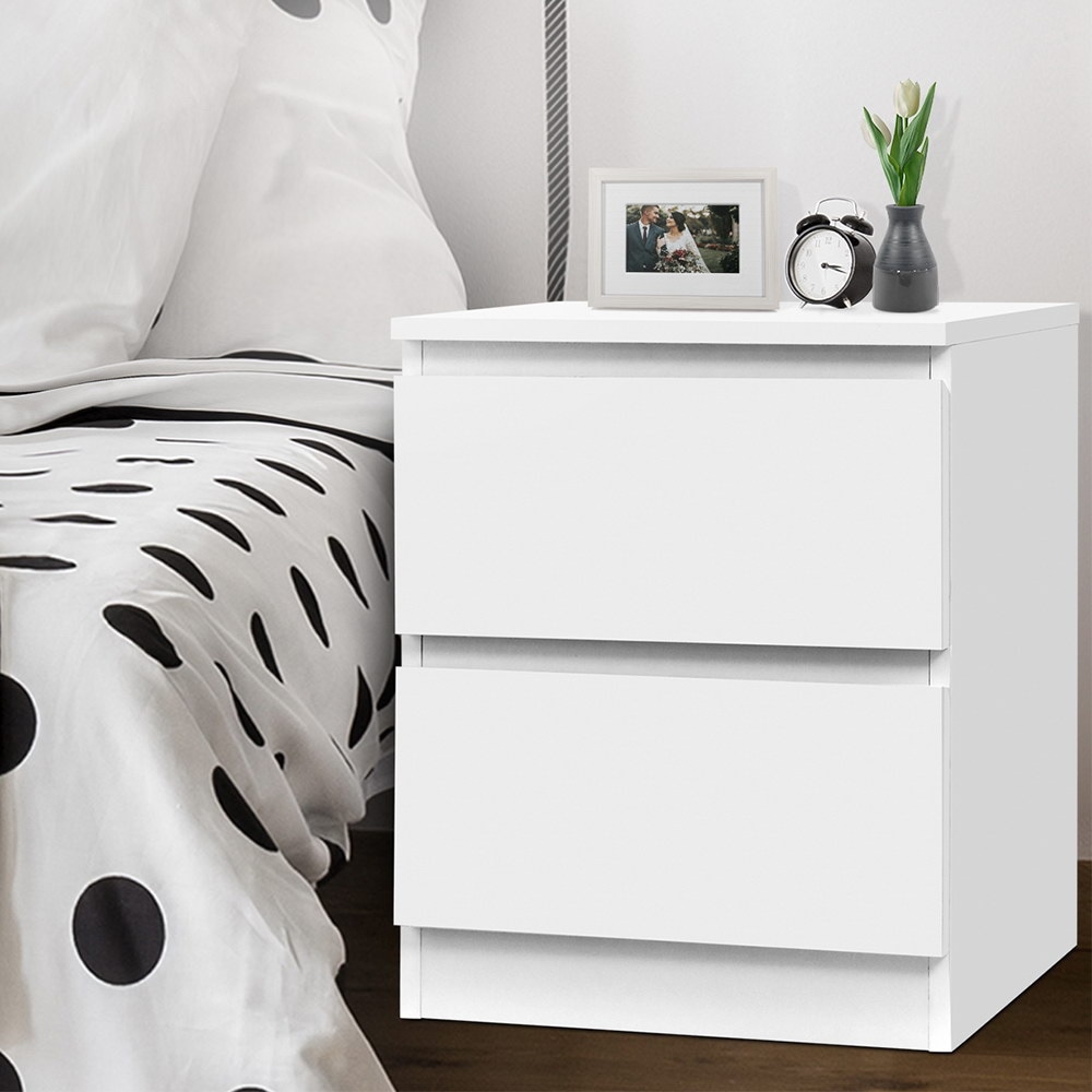 Buy 2 Drawers Artiss Bedside Table Nightstand PEPE White MyDeal