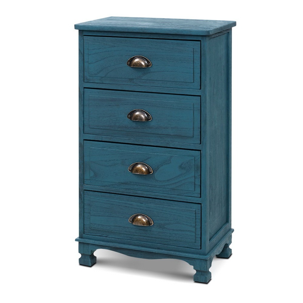Artiss Bedside Tables Drawers Vintage 4 Chest of Drawers Blue
