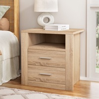 2 Drawers Artiss Bedside Table Side Table with Shelf Oak