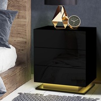 1x Artiss Bedside Table LED MORI Black