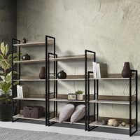 Artiss Bookshelf Ladder Display Shelves 3/4/5 Tier Industrial Metal Wooden Oak