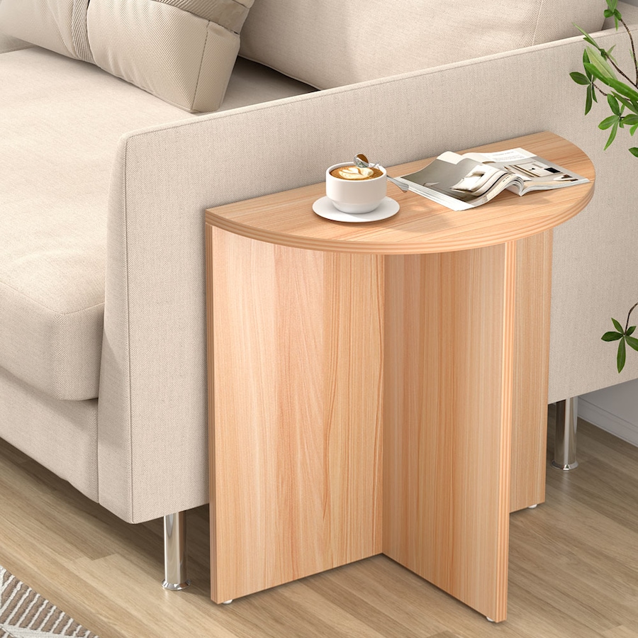 48CM Artiss Coffee Table Semi-circle Pine Elva