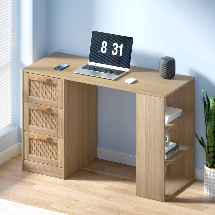 Artiss Computer Desk Drawer Shelf Cabinet Oak 120CM