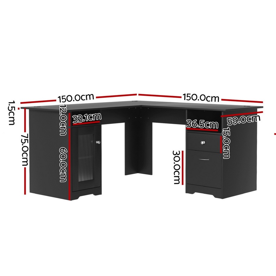 Artiss Computer Desk L-shaped Corner Home Office Study Desks Table with Storage