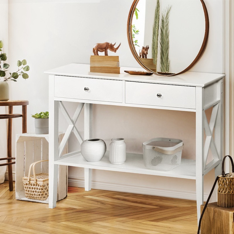 Artiss Console Table Side Table Hallway Table With 2 Storage Drawers