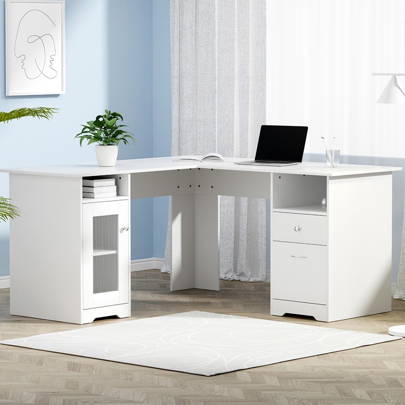 Buy Artiss Corner Computer Desk Office Study Desks Table Drawers L
