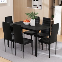 1 Artiss Dining Table and 6 Chairs Set Black