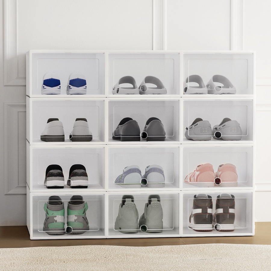 Buy 12 Pairs Artiss Shoe Box Rack DIY Stackable White Abel - Everyday ...