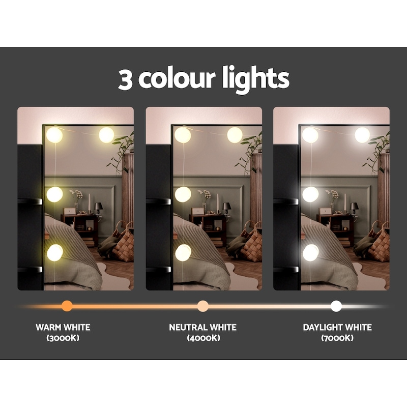 Buy Artiss Dressing Table Set Stool 10 Led Bulbs Black Dulcea MyDeal