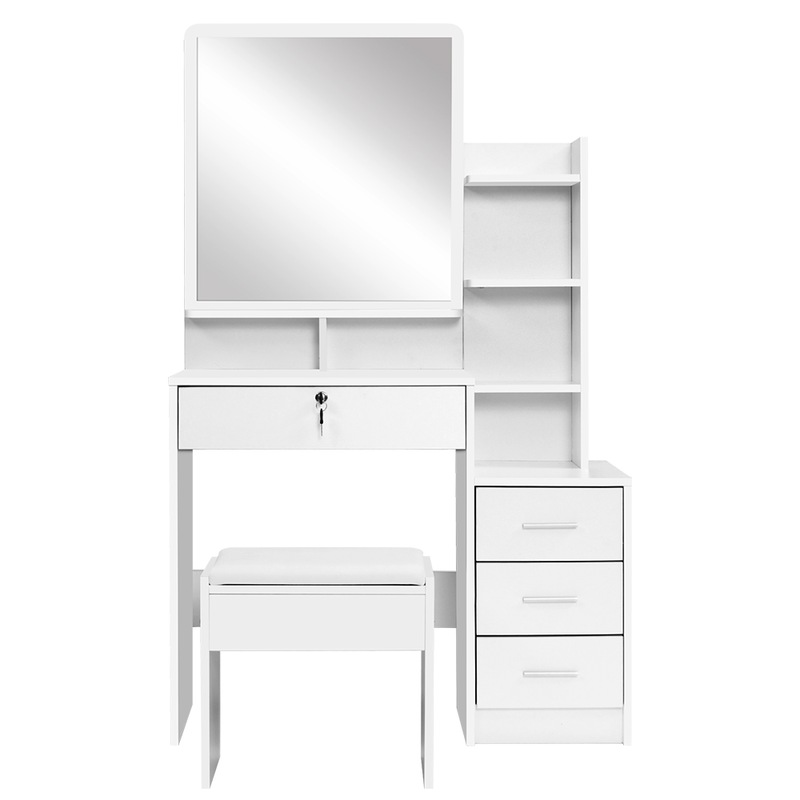 Buy Artiss Dressing Table Mirror Stool Makeup Organizer White MyDeal