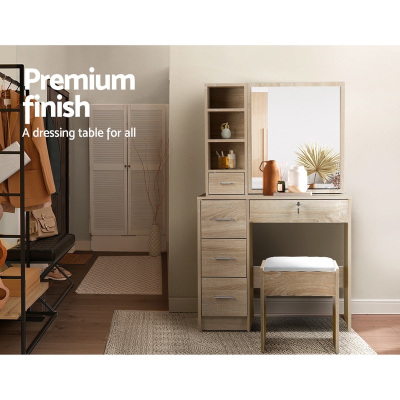 Buy Artiss Dressing Table Mirror Stool Jewellery Makeup Storage