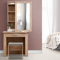 1 Drawer Artiss Dressing Table Stool Set Sliding Mirror Oak Demi