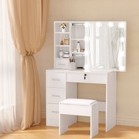5 Drawers Artiss Dressing Table Set Stool 10 Led Bulbs White