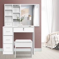 5 Drawers Artiss Dressing Table Stool Set Sliding Mirror White Diane