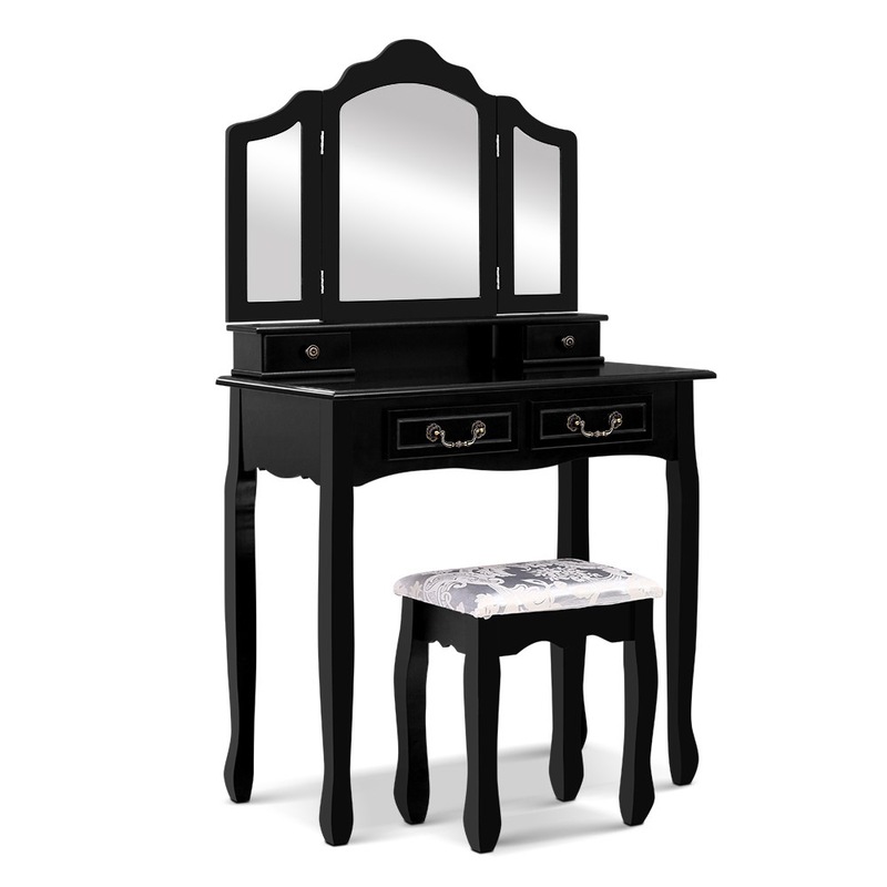 Buy Artiss Dressing Table Mirrors Stool Set MyDeal