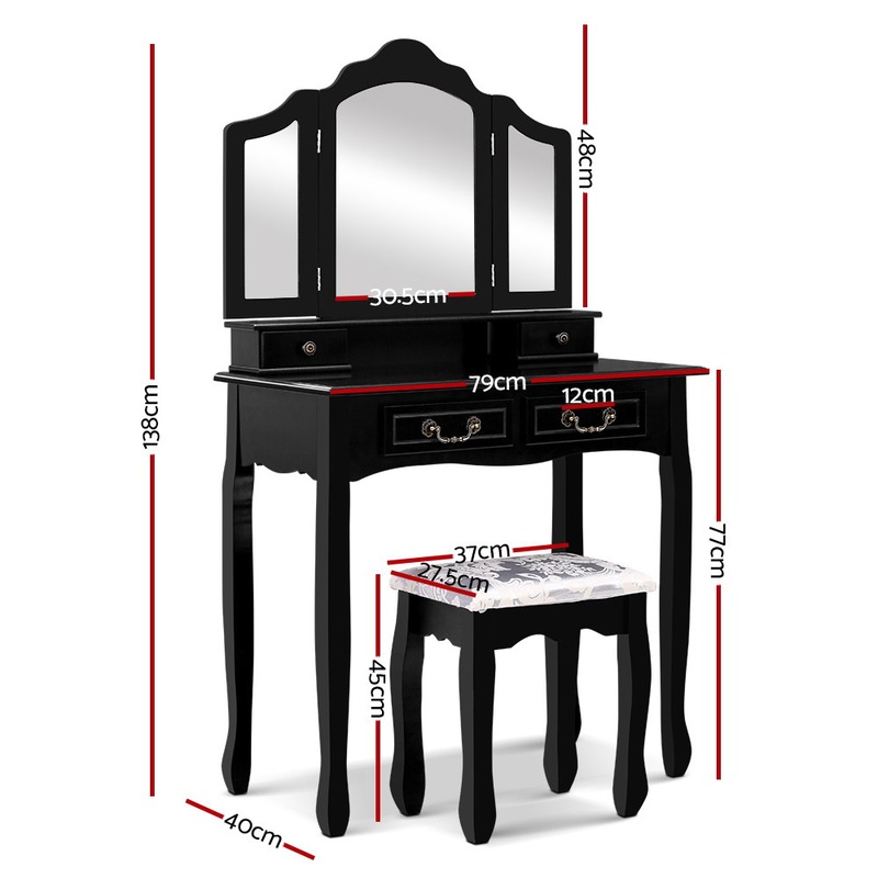 Buy Artiss Dressing Table Mirrors Stool Set MyDeal