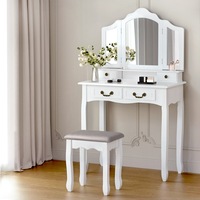 3 Mirror Artiss Dressing Table Stool Set Foldable White