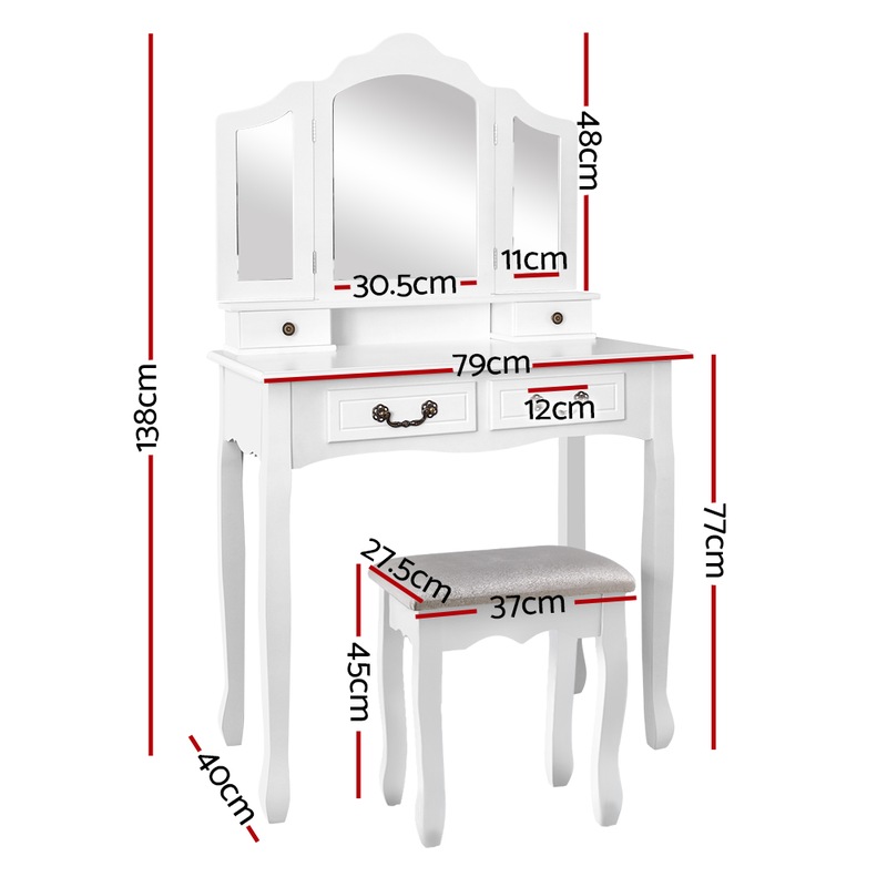 Buy Artiss Dressing Table Stool Set Mirrors Drawers Tables