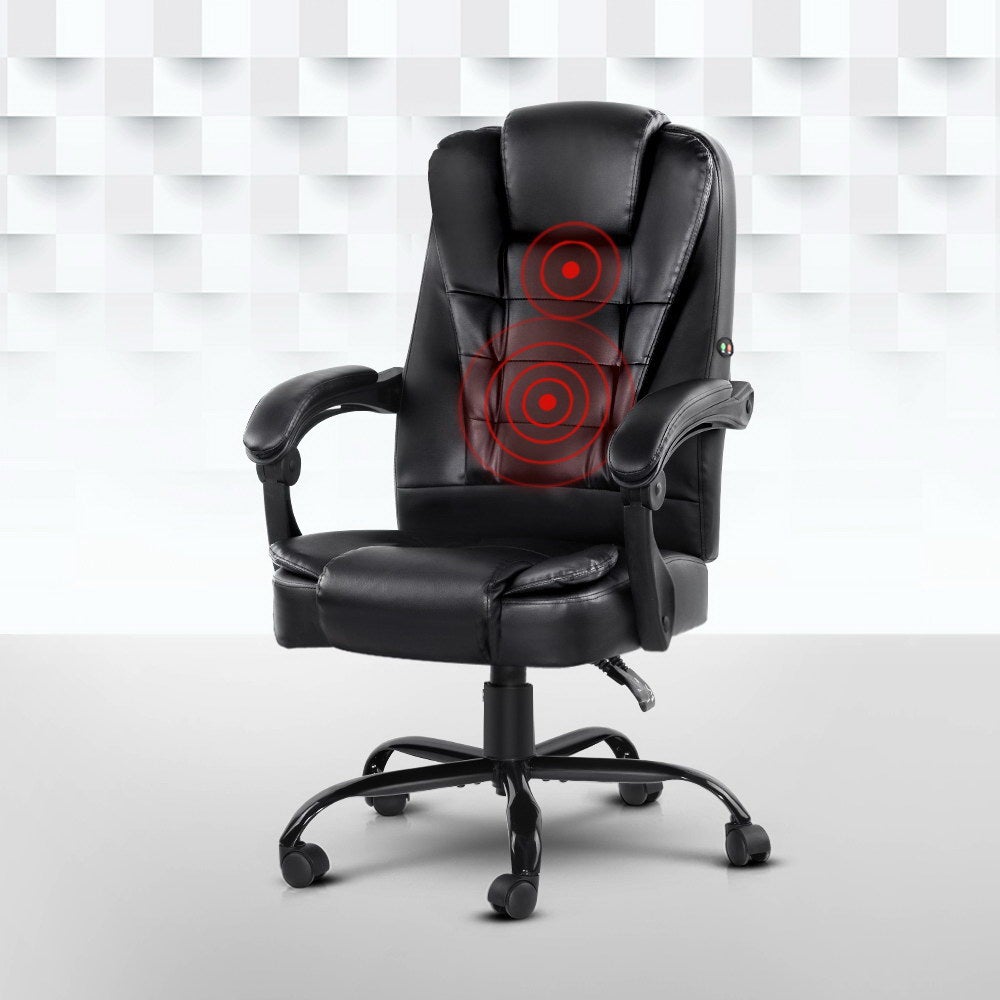 Artiss 2 Point Massage Office Chair PU Leather Black