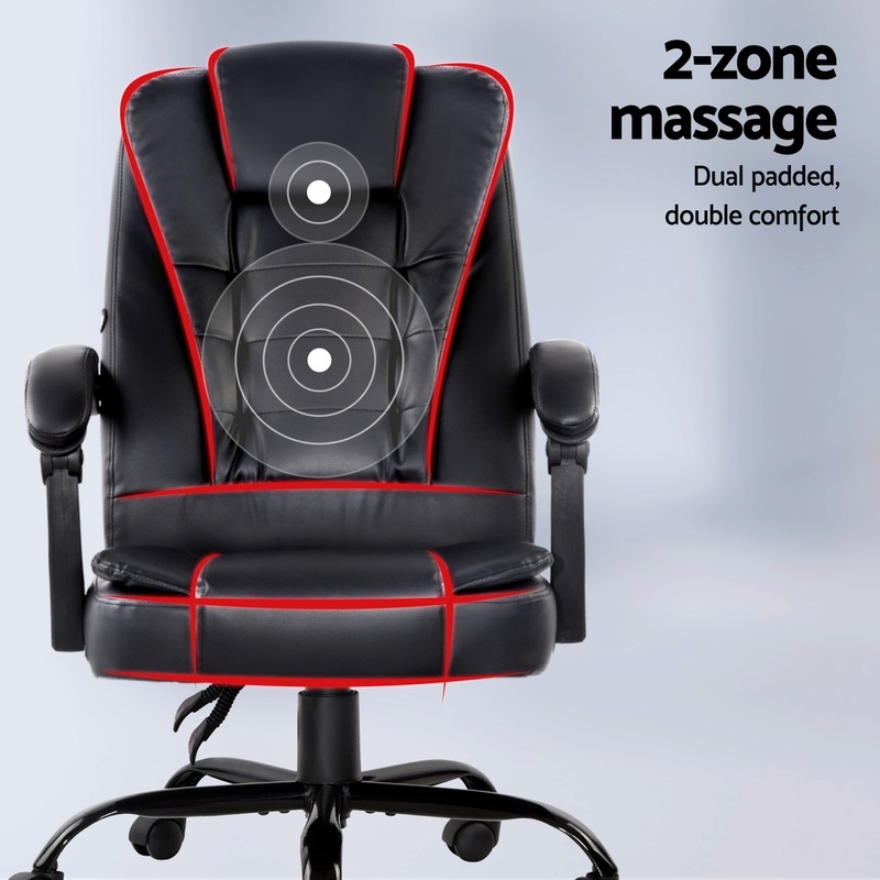 Buy Artiss 2 Point Massage Office Chair PU Leather Black MyDeal