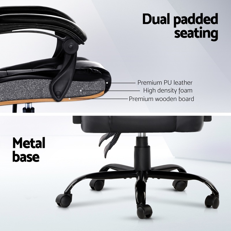 Buy Artiss 2 Point Massage Office Chair PU Leather Black MyDeal