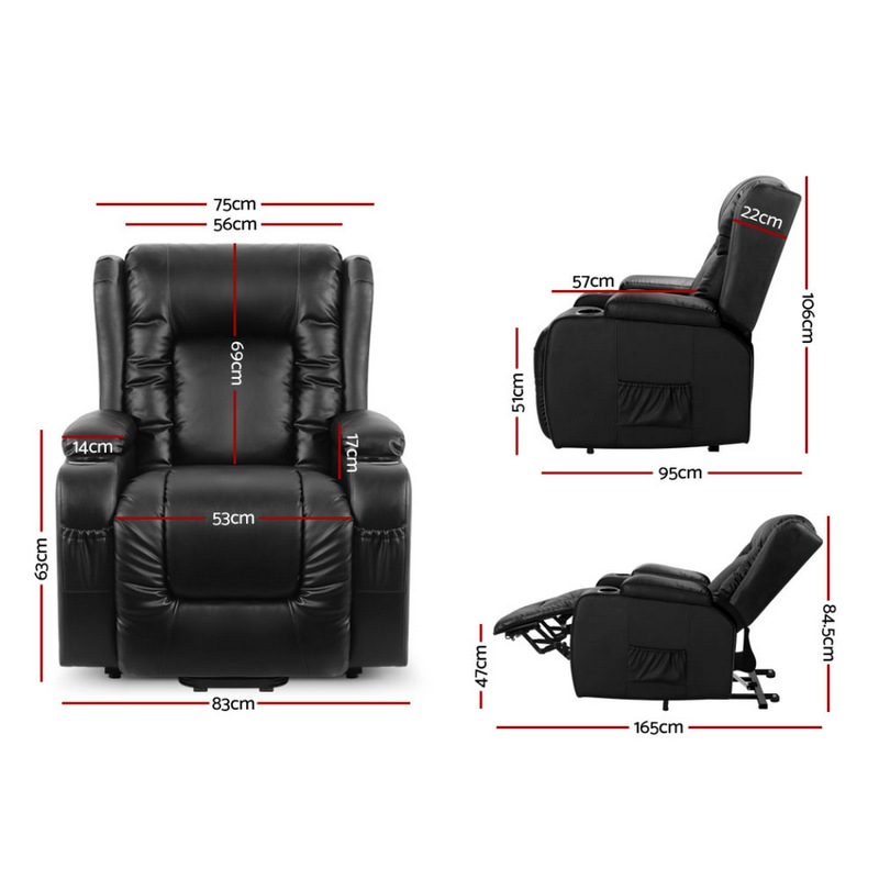 Buy Artiss Massage Chair Recliner Lounge Electric Leather MyDeal