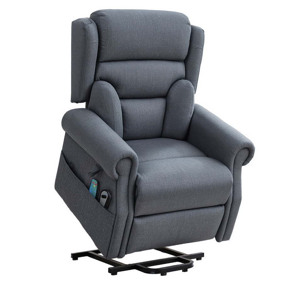 Artiss Electric Recliner Chair with Vibration Massage and Lumbar Heating for Elderly Power Lift Massage Recliner Sofa Fabric Armchair for Living Room Grey