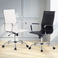 1 Artiss Conference Office Chair Leather Black White